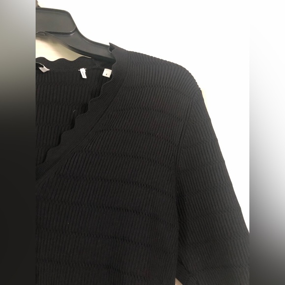 SANDRO CECIL BLACK SCALLOPED TRIM CARDIGAN - Picture 8 of 16
